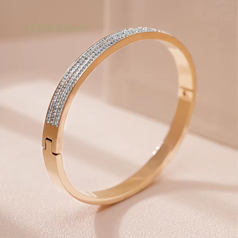Hot Sell round Stainless Steel Bangle Fashion Classic Women Accessories Golden Cuff Bracelet Female Jewelry Gift