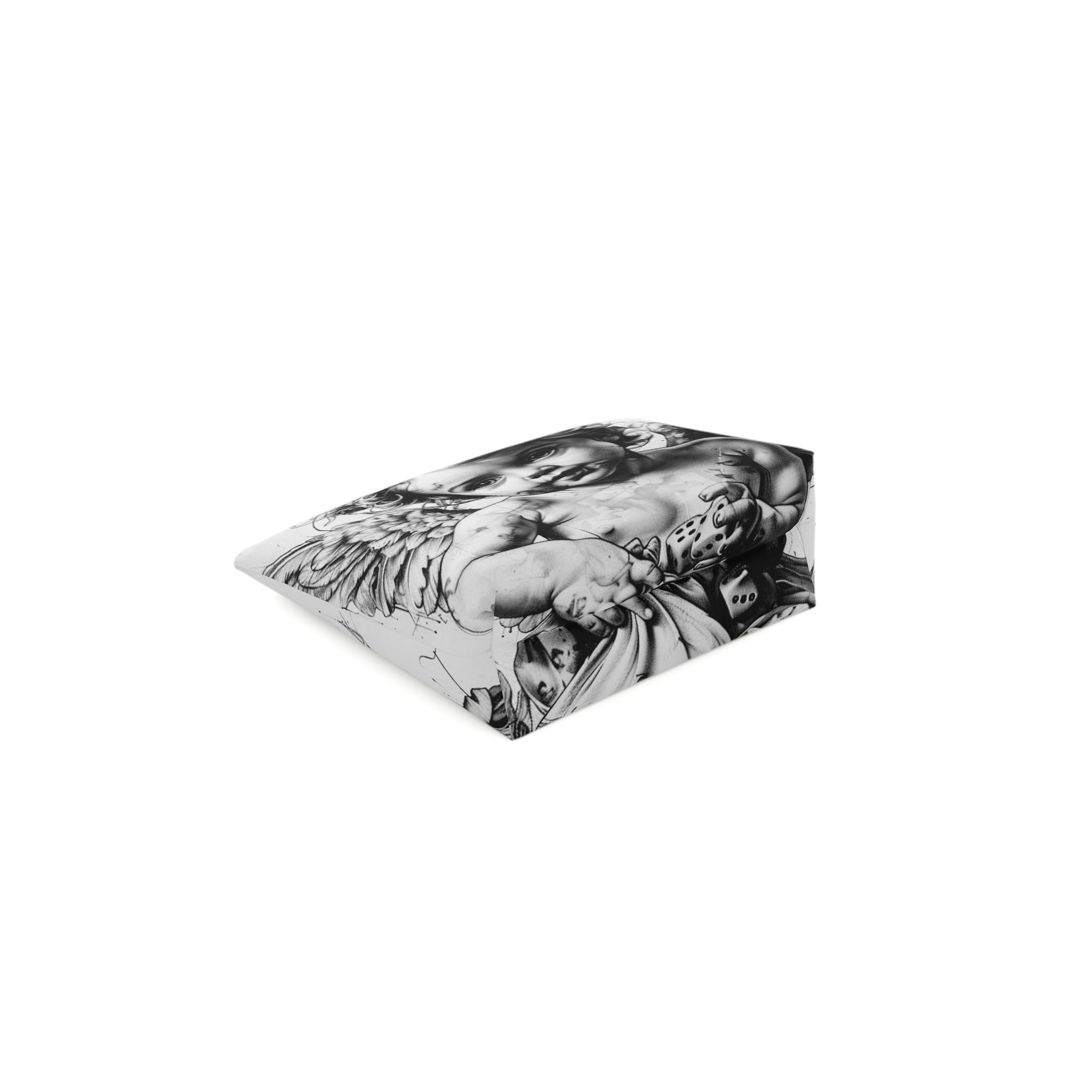 Artistic Cotton Cosmetic Bag – Vintage Angel & Money Designs, Perfect for Gifts and Travel