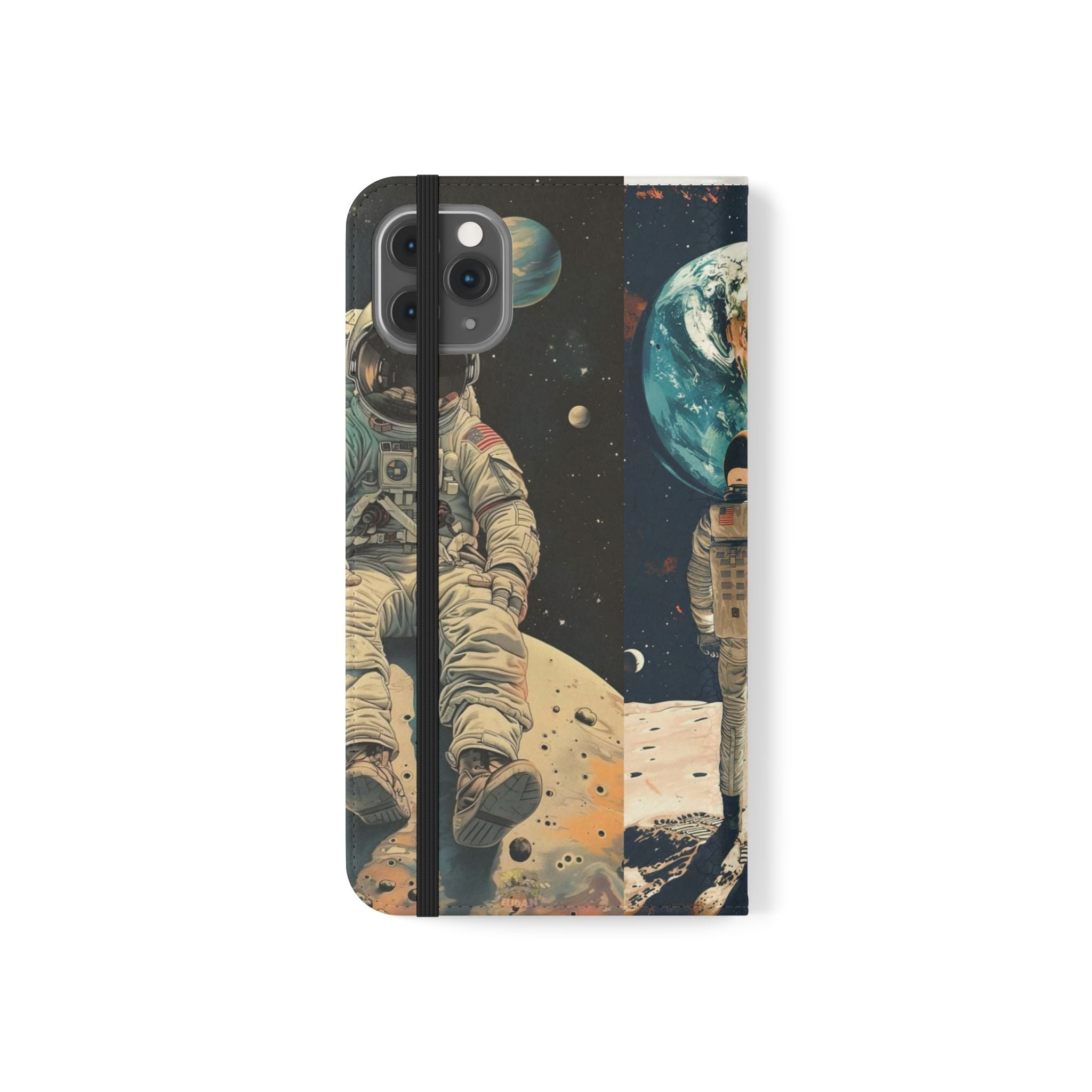 Cosmic Adventure Flip Case – Astronaut Themed Phone Cover with Card Slots
