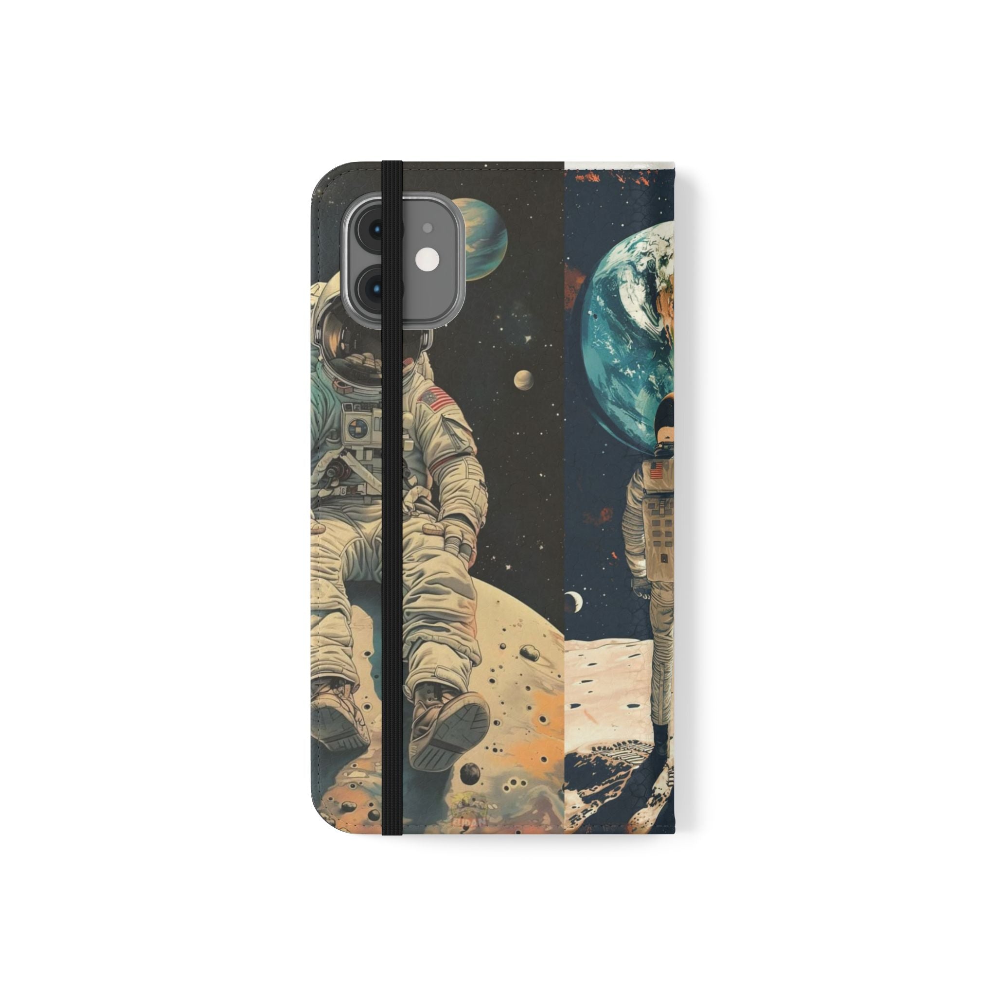 Cosmic Adventure Flip Case – Astronaut Themed Phone Cover with Card Slots