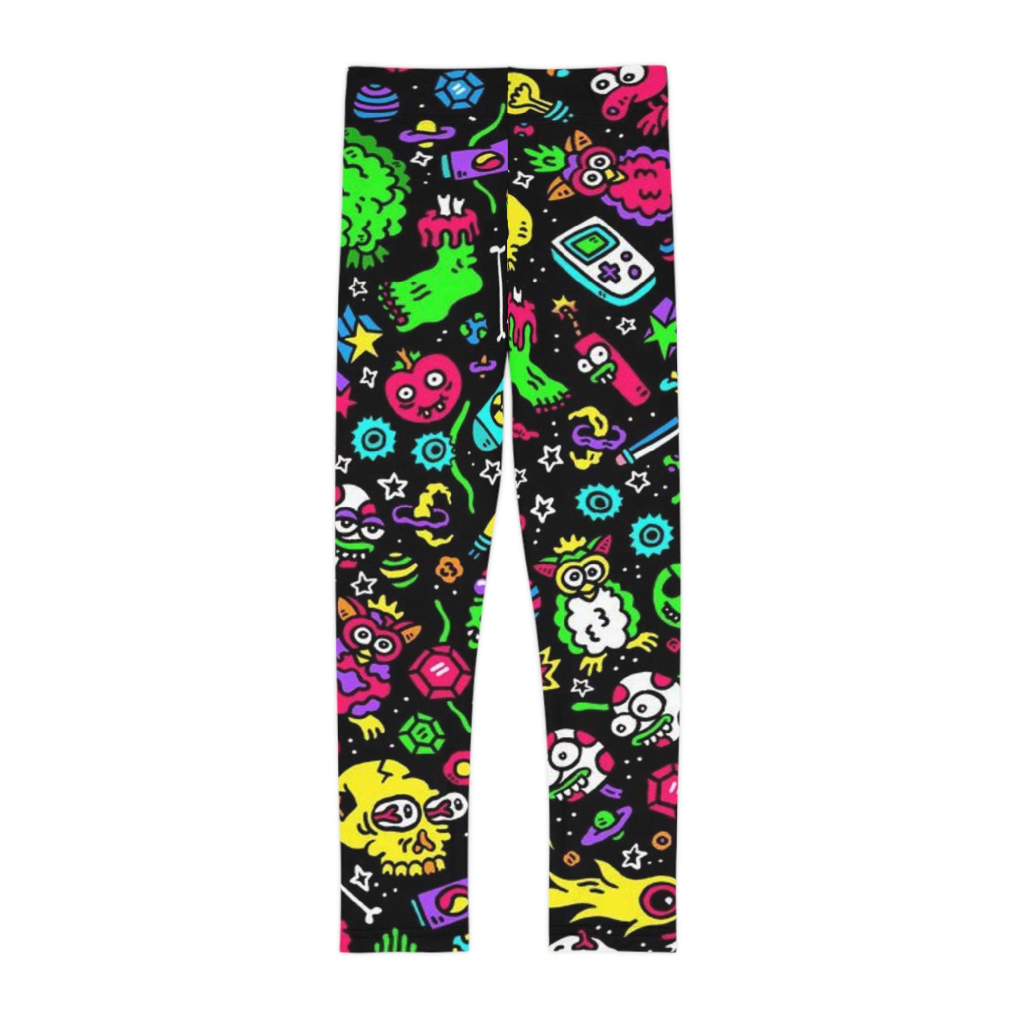Fun Colorful Kids Leggings - Galaxy & Gaming Design