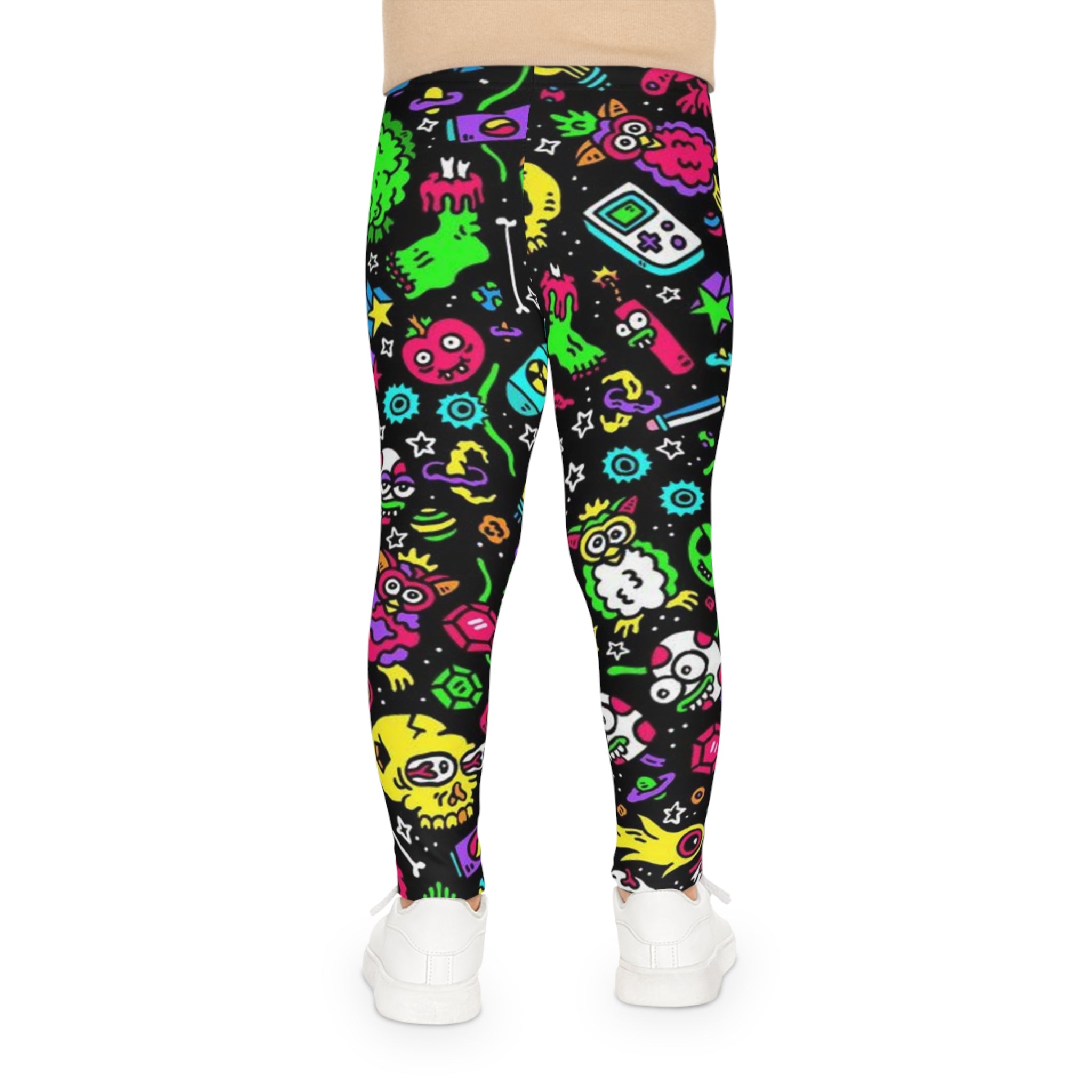 Fun Colorful Kids Leggings - Galaxy & Gaming Design