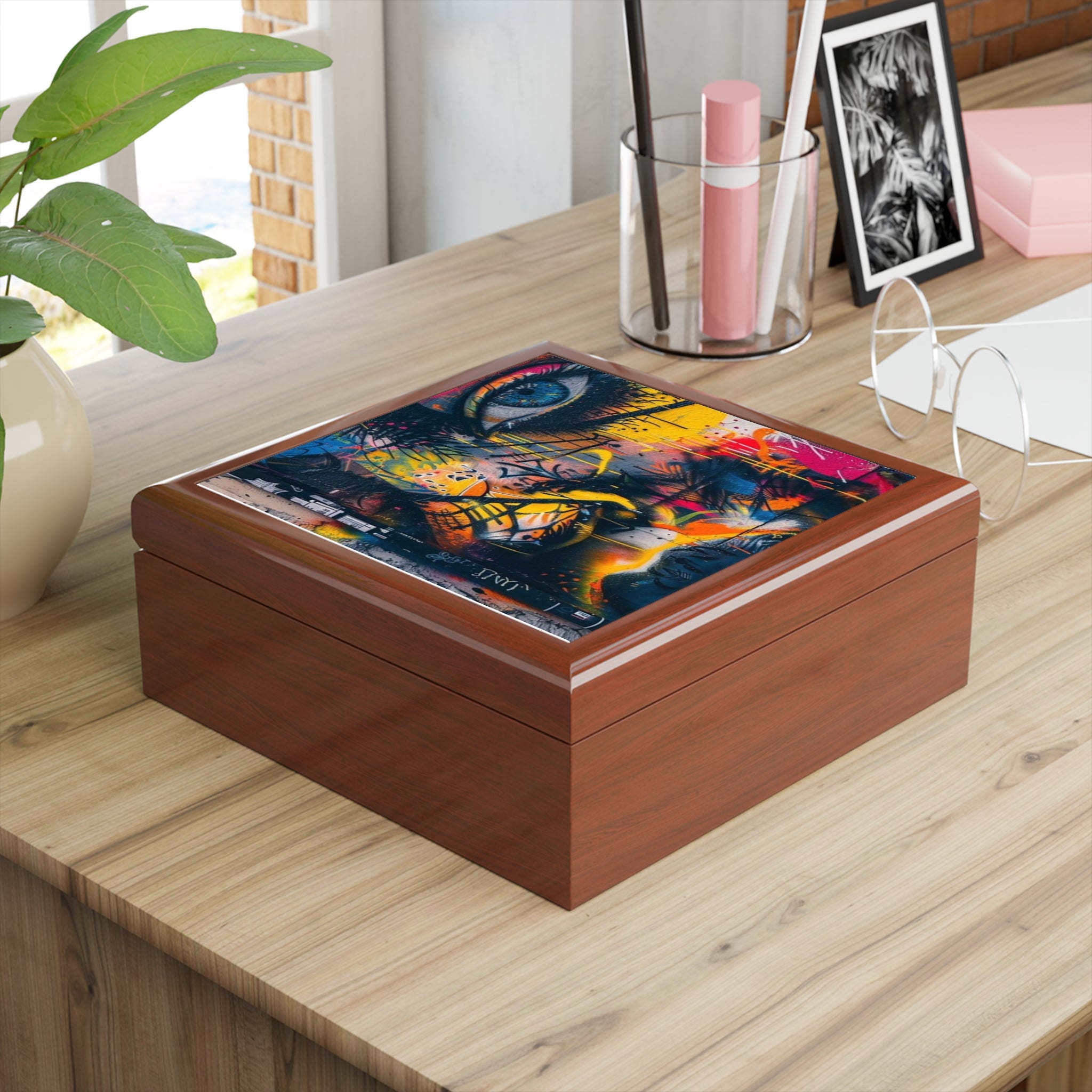 Vibrant Graffiti Jewelry Box - Colorful Urban Art Storage for Jewelry Lovers