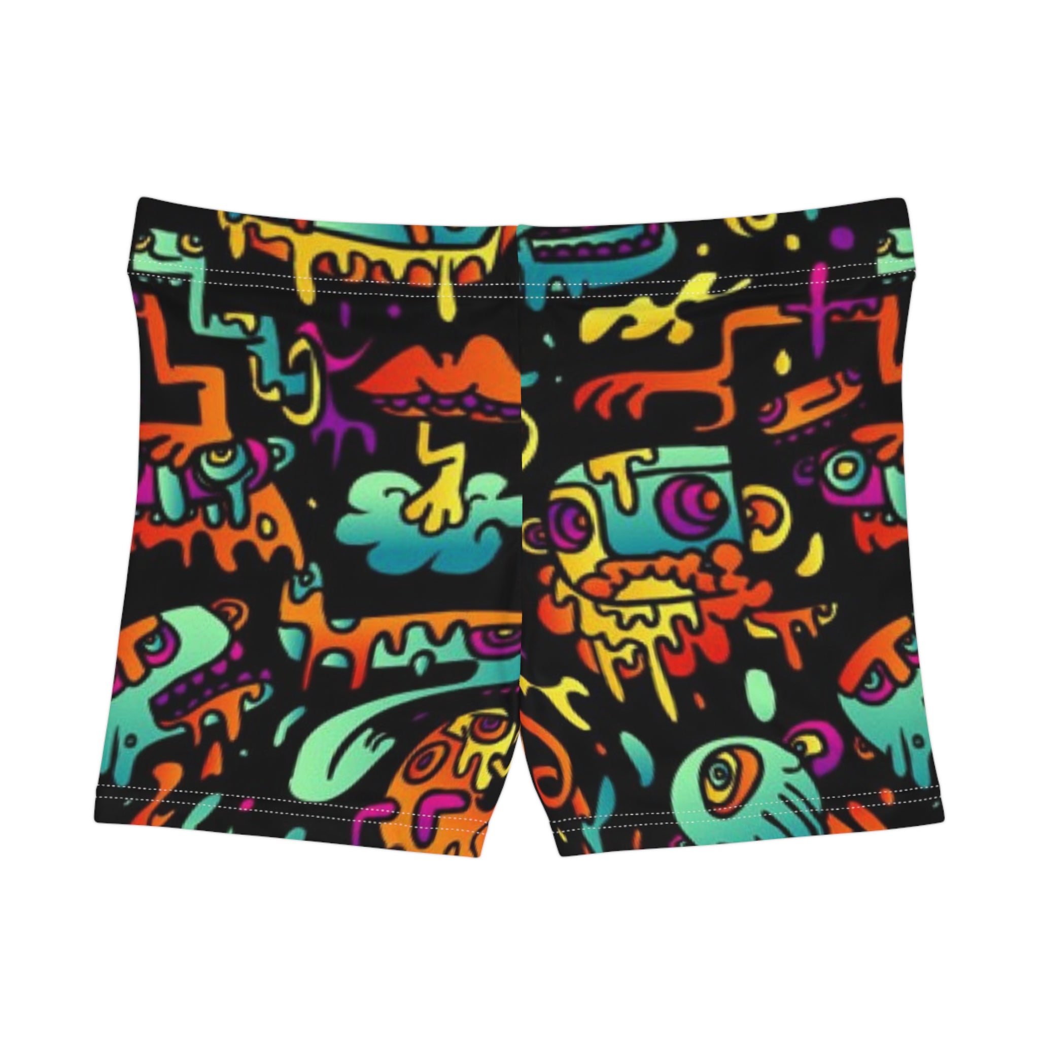 Colorful Graphic Women's Shorts - Fun Vibe for Festivals & Summer Wear