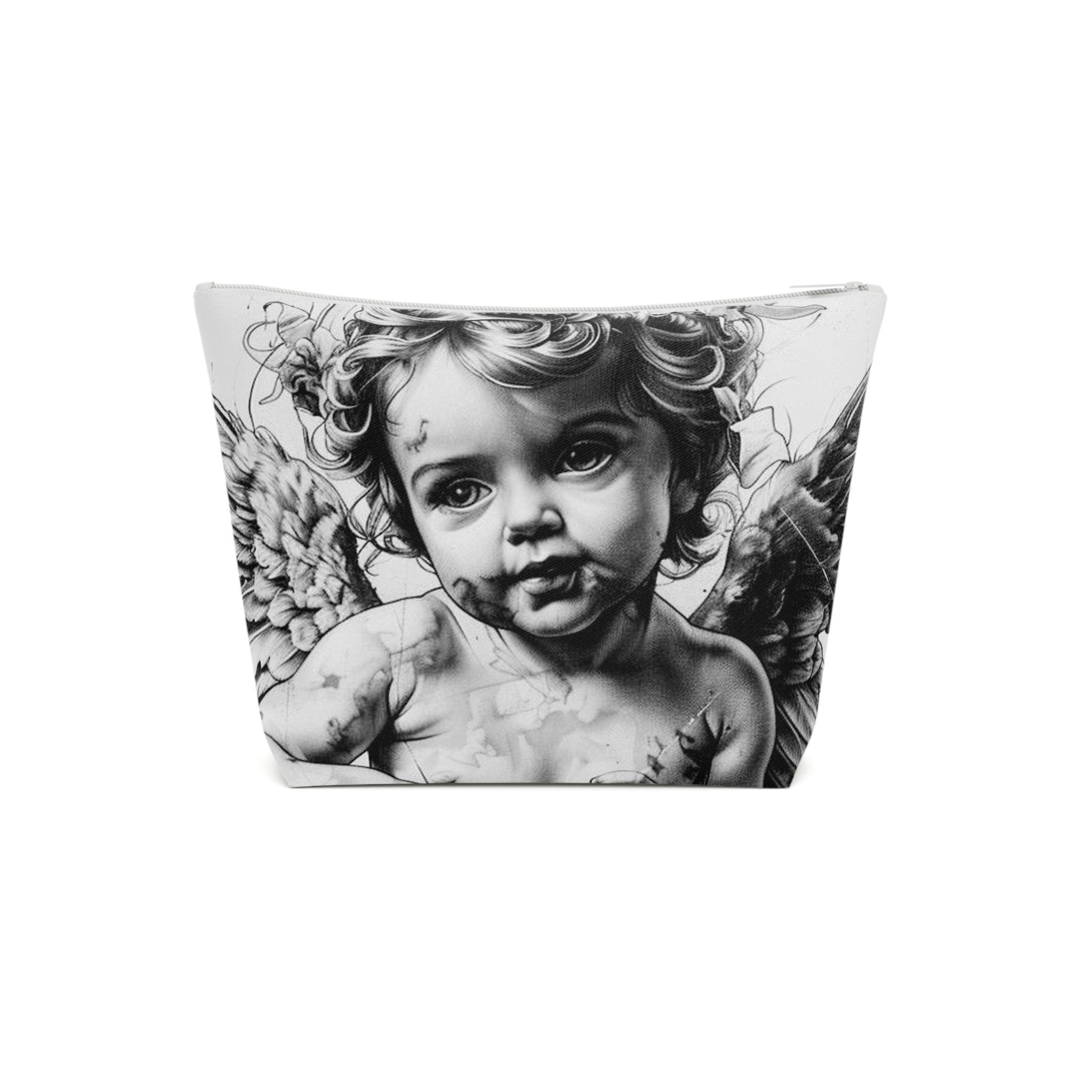 Artistic Cotton Cosmetic Bag – Vintage Angel & Money Designs, Perfect for Gifts and Travel