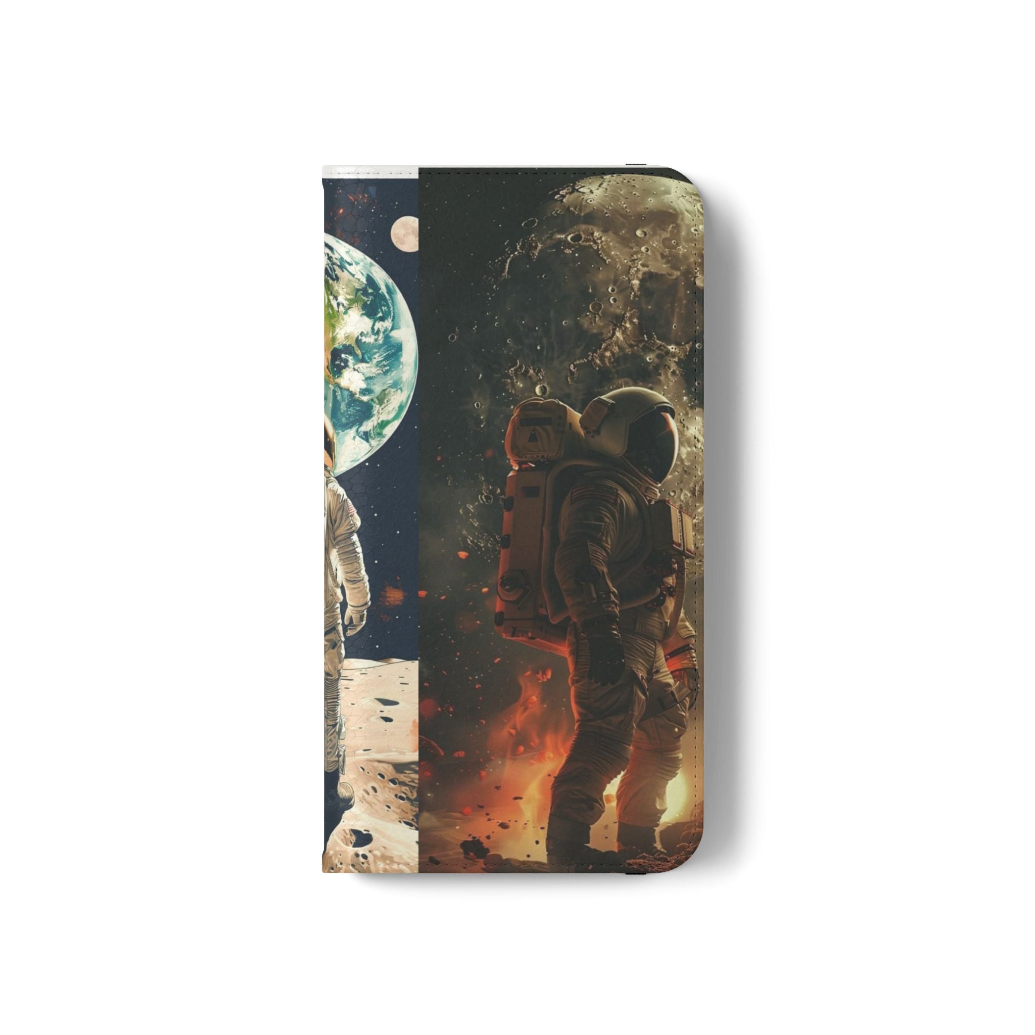Cosmic Adventure Flip Case – Astronaut Themed Phone Cover with Card Slots