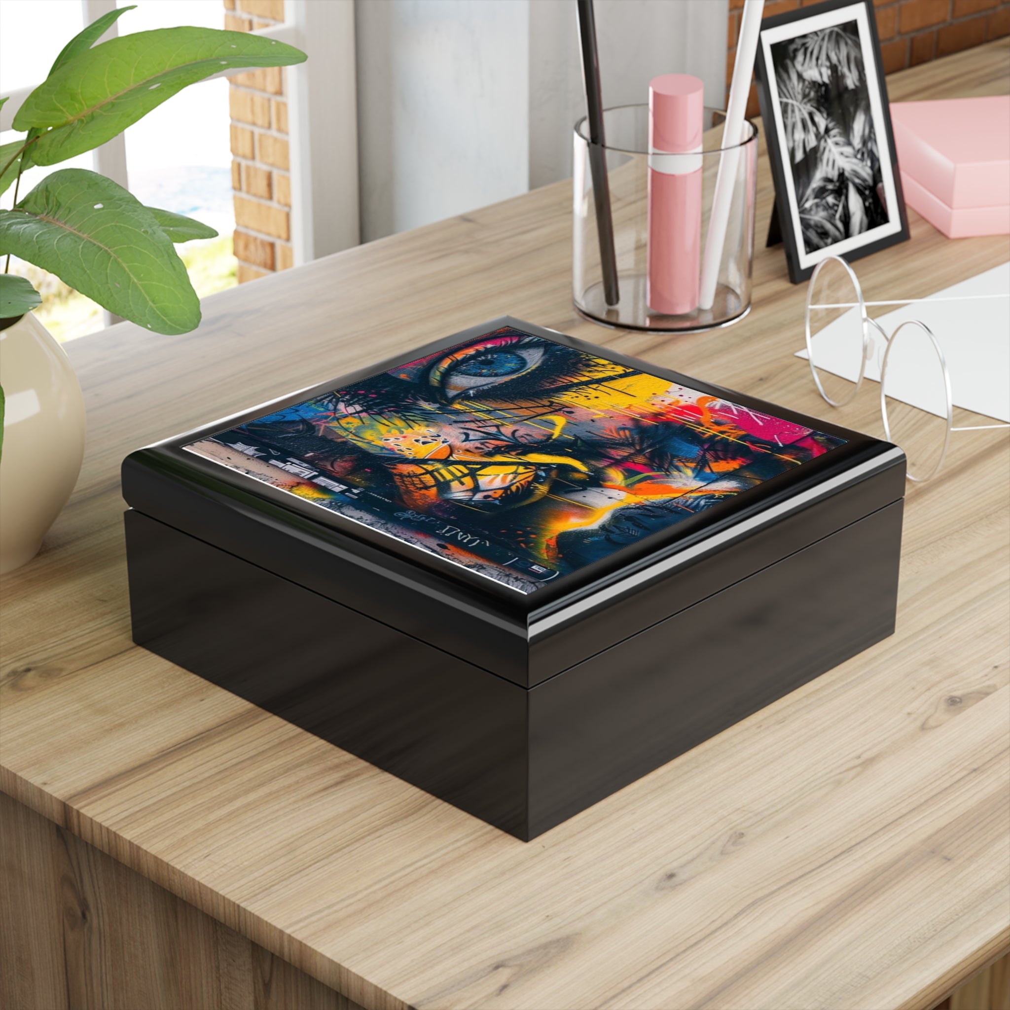 Vibrant Graffiti Jewelry Box - Colorful Urban Art Storage for Jewelry Lovers