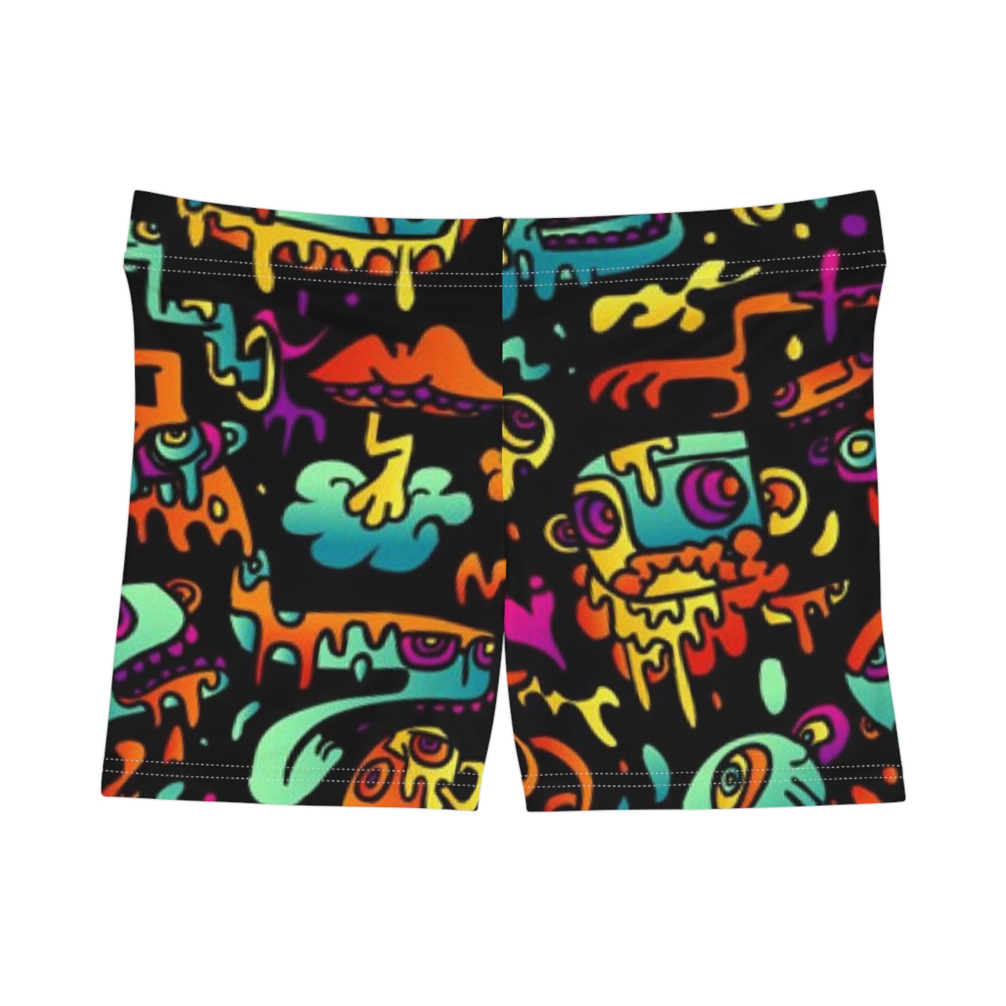 Colorful Graphic Women's Shorts - Fun Vibe for Festivals & Summer Wear