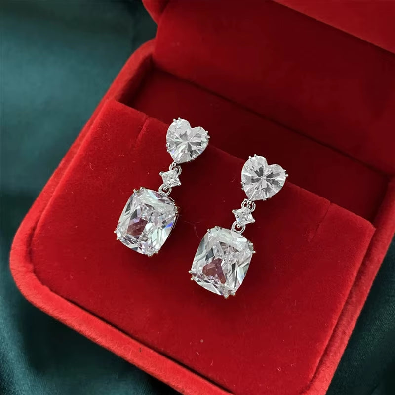 New Trendy Women Dangle Earrings Geometric Cubic Zirconia Wedding Engagement Accessories Elegant Earrings Female Jewelry