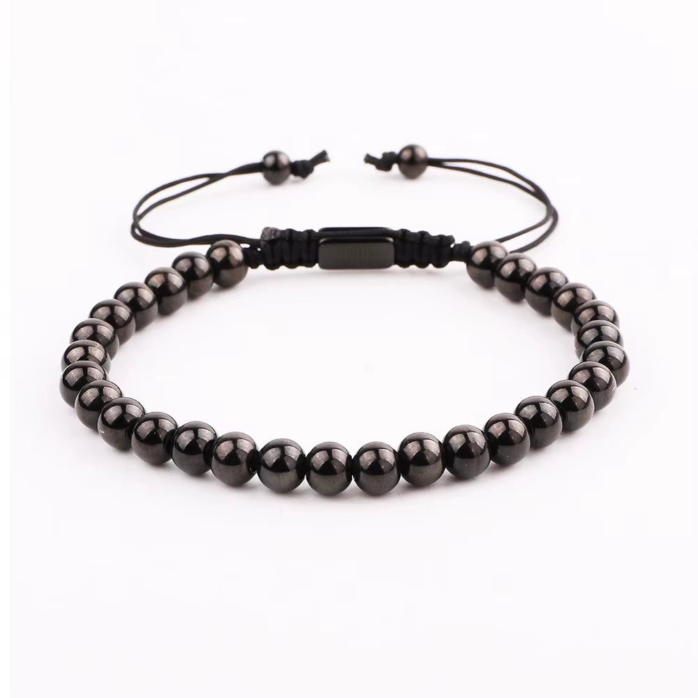 High Quality New Luxury CZ Charm Stainless Steel Beads Blue Imperial Stone Bracelet Bangle Men Jewelry Gift