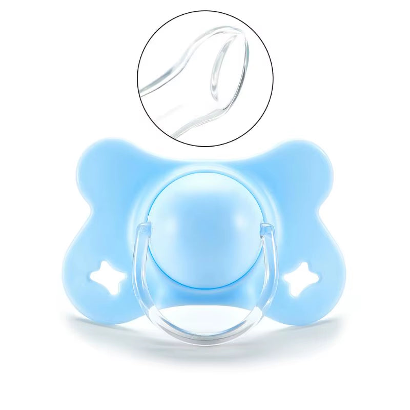 Baby Silicone Pacifier Flat Teat Newborn for Butterfly Infant Baby Nipples Flat round for Head Soother X90C