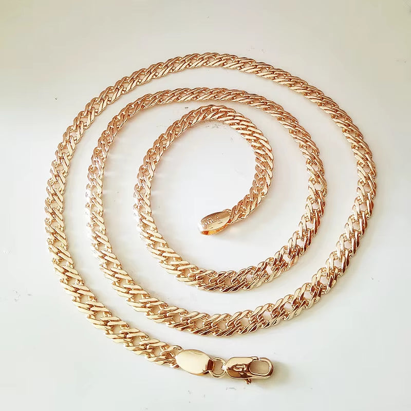 Trendy Men Bracelet Rose 585 Gold Color Fashion Jewelry Copper 5MM 17CM Long Bracelets Factory Direct
