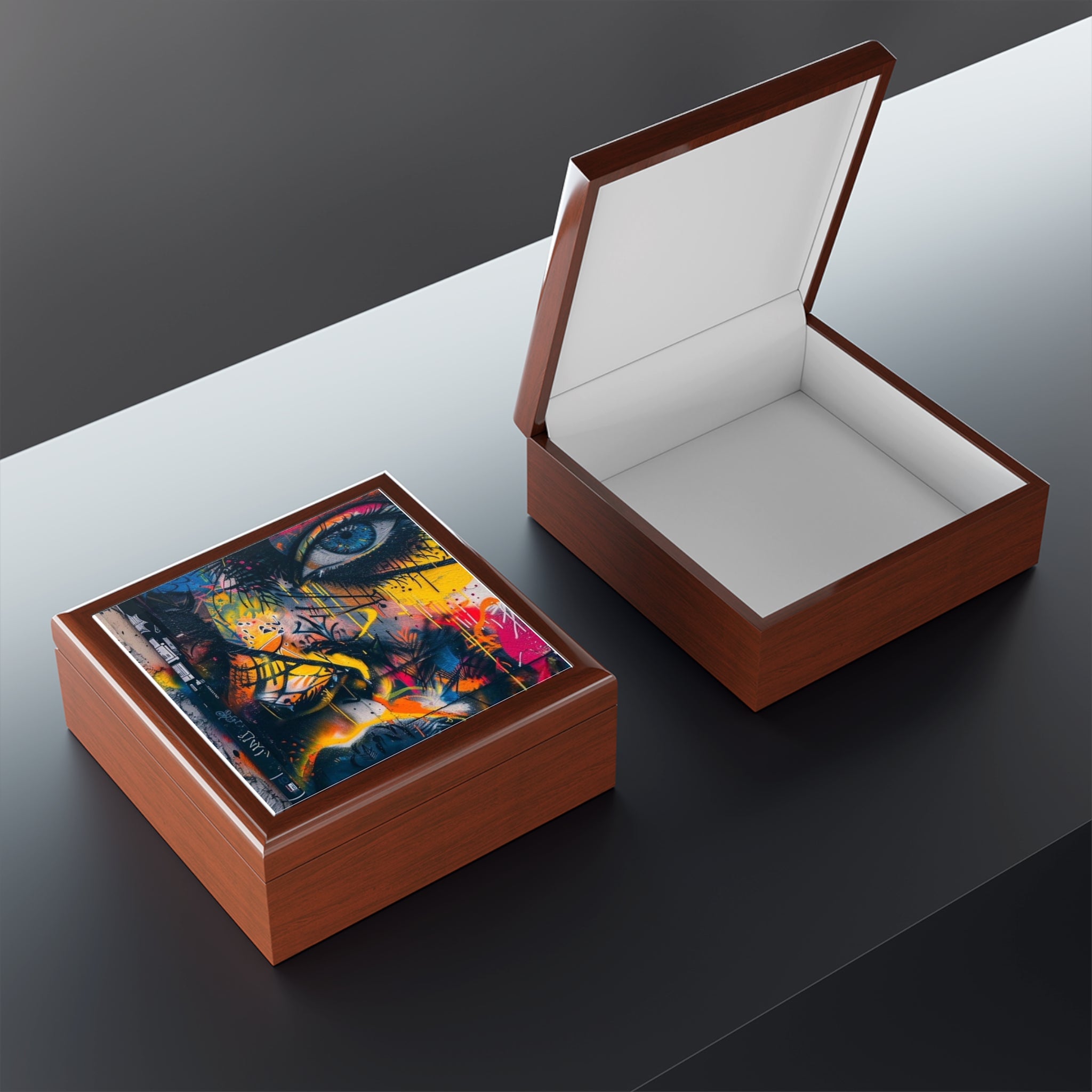Vibrant Graffiti Jewelry Box - Colorful Urban Art Storage for Jewelry Lovers