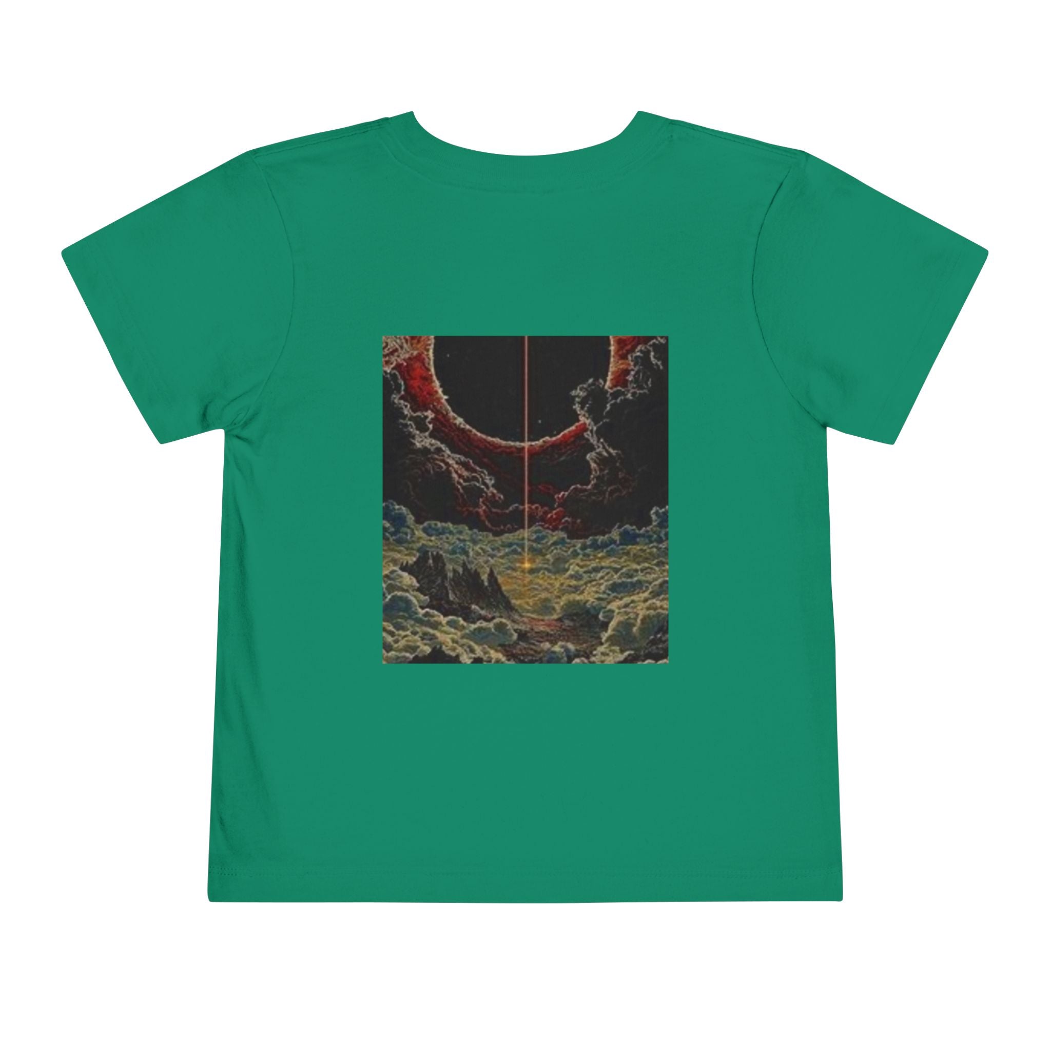 Toddler Short Sleeve Tee with Bold Clown Design & Surreal Landscape Print