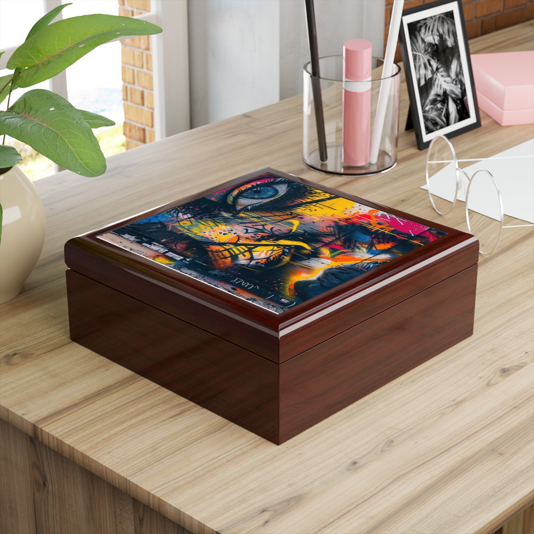 Vibrant Graffiti Jewelry Box - Colorful Urban Art Storage for Jewelry Lovers