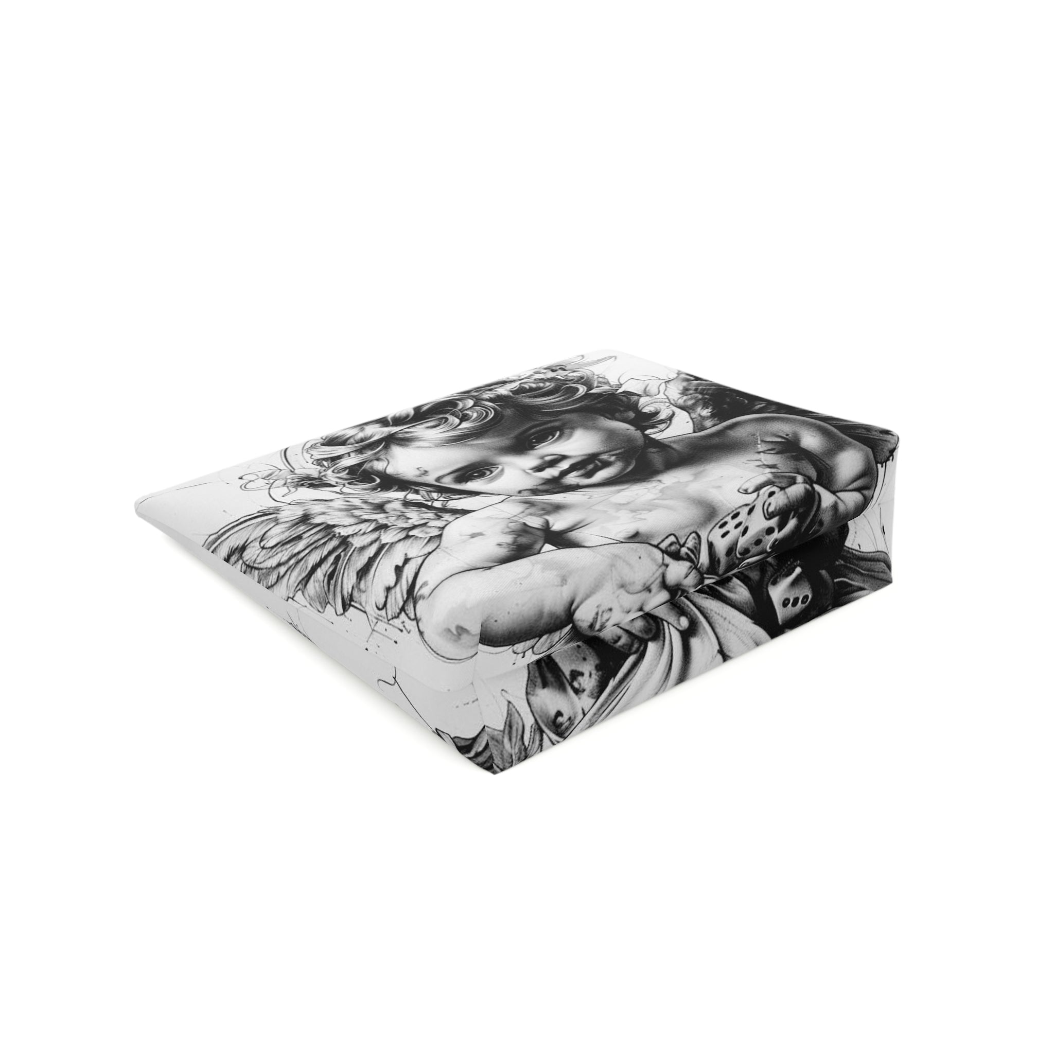 Artistic Cotton Cosmetic Bag – Vintage Angel & Money Designs, Perfect for Gifts and Travel