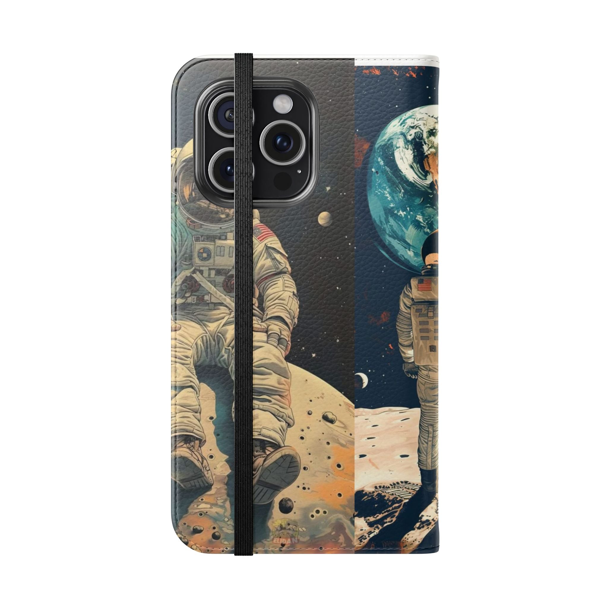 Cosmic Adventure Flip Case – Astronaut Themed Phone Cover with Card Slots