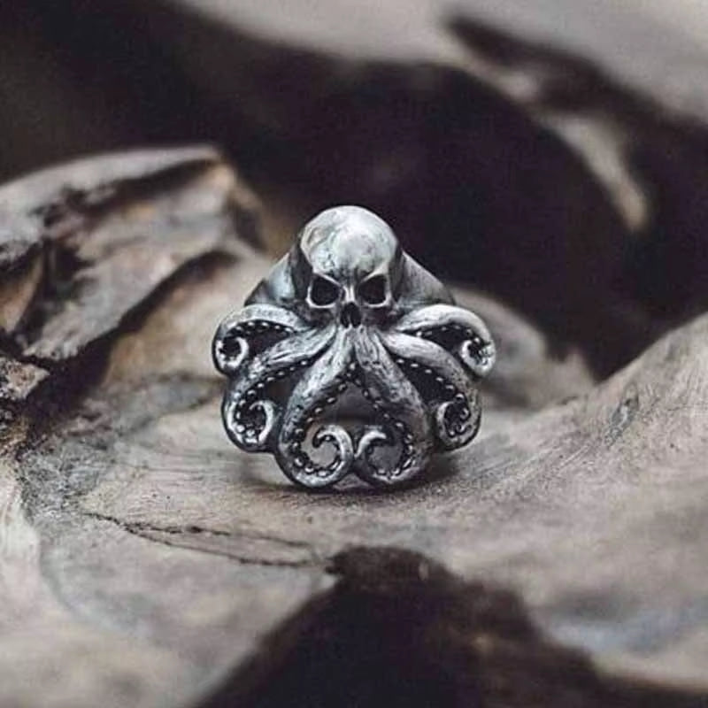 Charm Octopus Skull Ring Punk 316L Stainless Steel Seaman Rings Men Puck Jewelry Gift for Sailor OSR426
