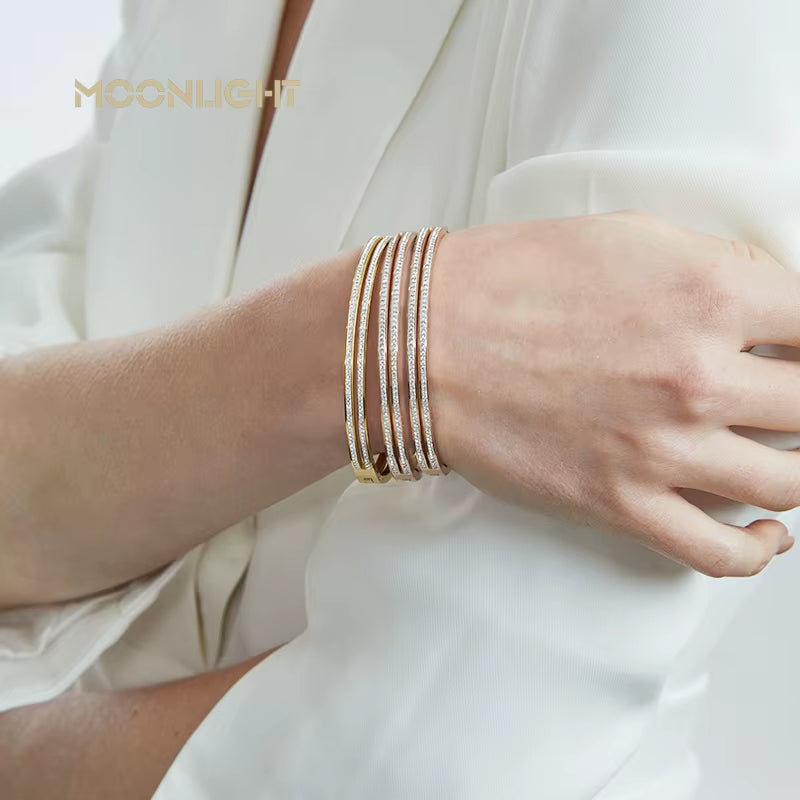 Hot Sell round Stainless Steel Bangle Fashion Classic Women Accessories Golden Cuff Bracelet Female Jewelry Gift