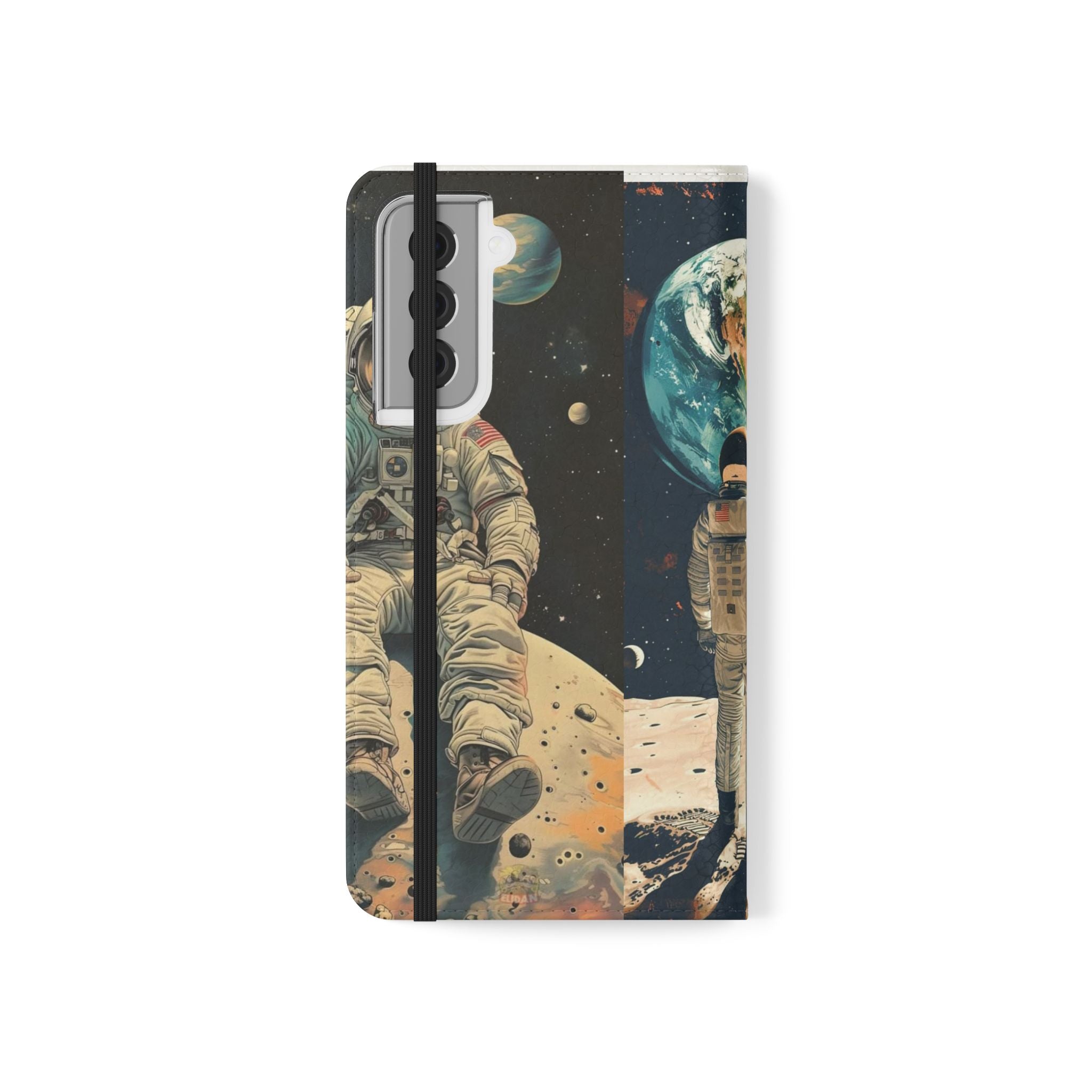 Cosmic Adventure Flip Case – Astronaut Themed Phone Cover with Card Slots