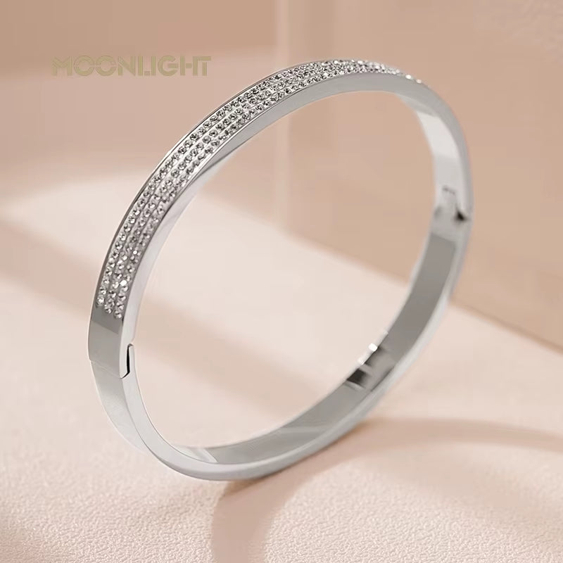 Hot Sell round Stainless Steel Bangle Fashion Classic Women Accessories Golden Cuff Bracelet Female Jewelry Gift