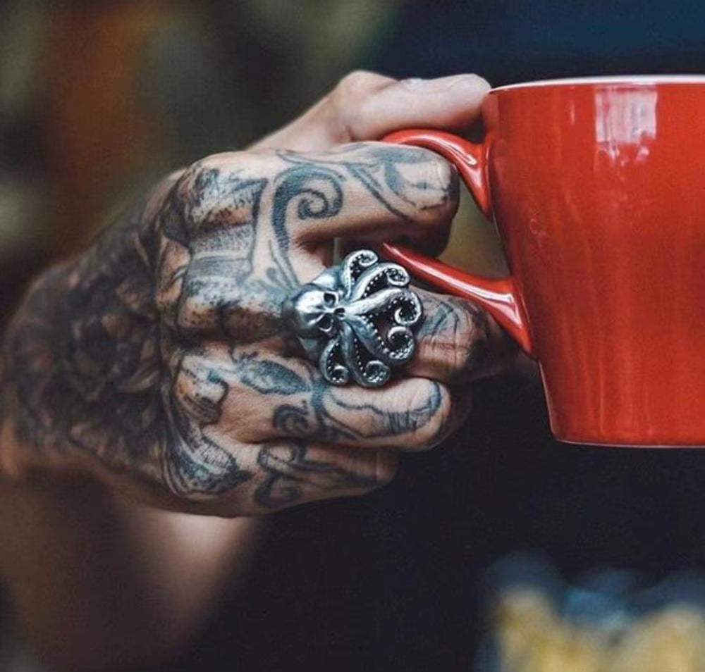 Charm Octopus Skull Ring Punk 316L Stainless Steel Seaman Rings Men Puck Jewelry Gift for Sailor OSR426