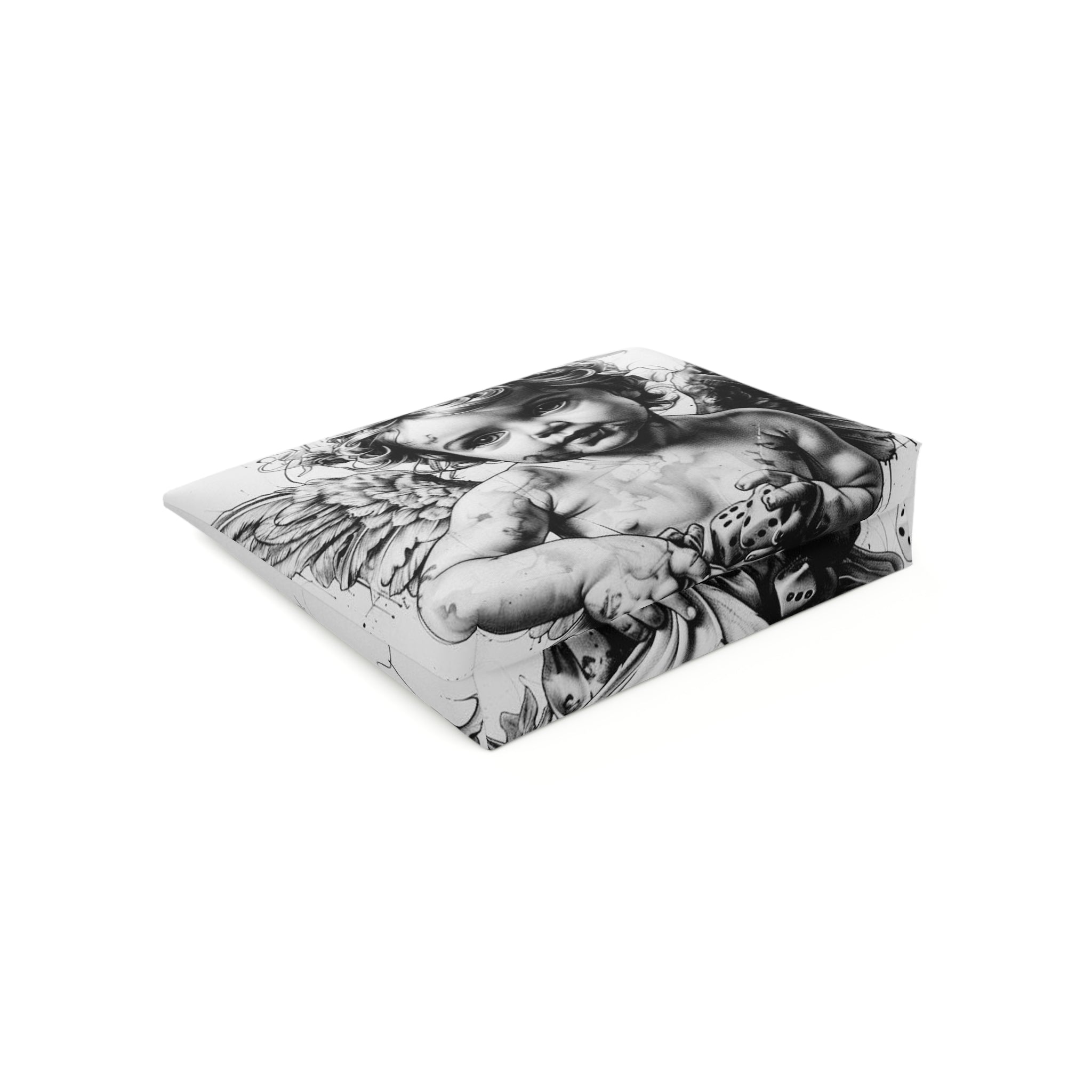 Artistic Cotton Cosmetic Bag – Vintage Angel & Money Designs, Perfect for Gifts and Travel