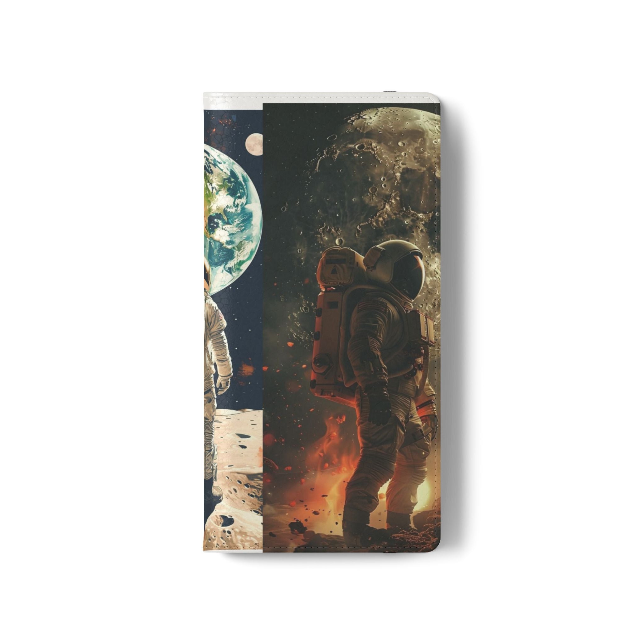 Cosmic Adventure Flip Case – Astronaut Themed Phone Cover with Card Slots