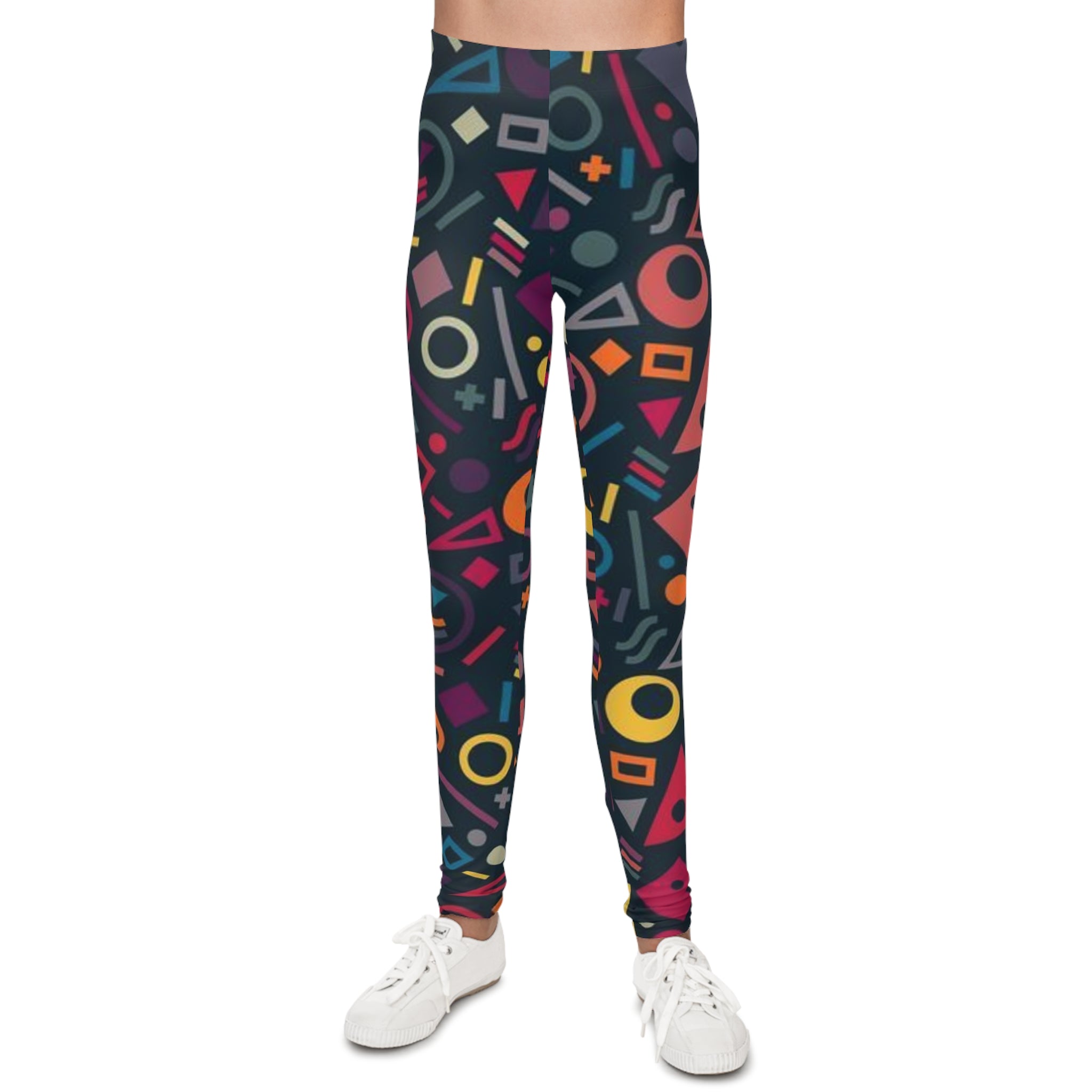 Colorful Geometric Youth Leggings | Fun Activewear for Kids | Perfect for Playdates and Parties