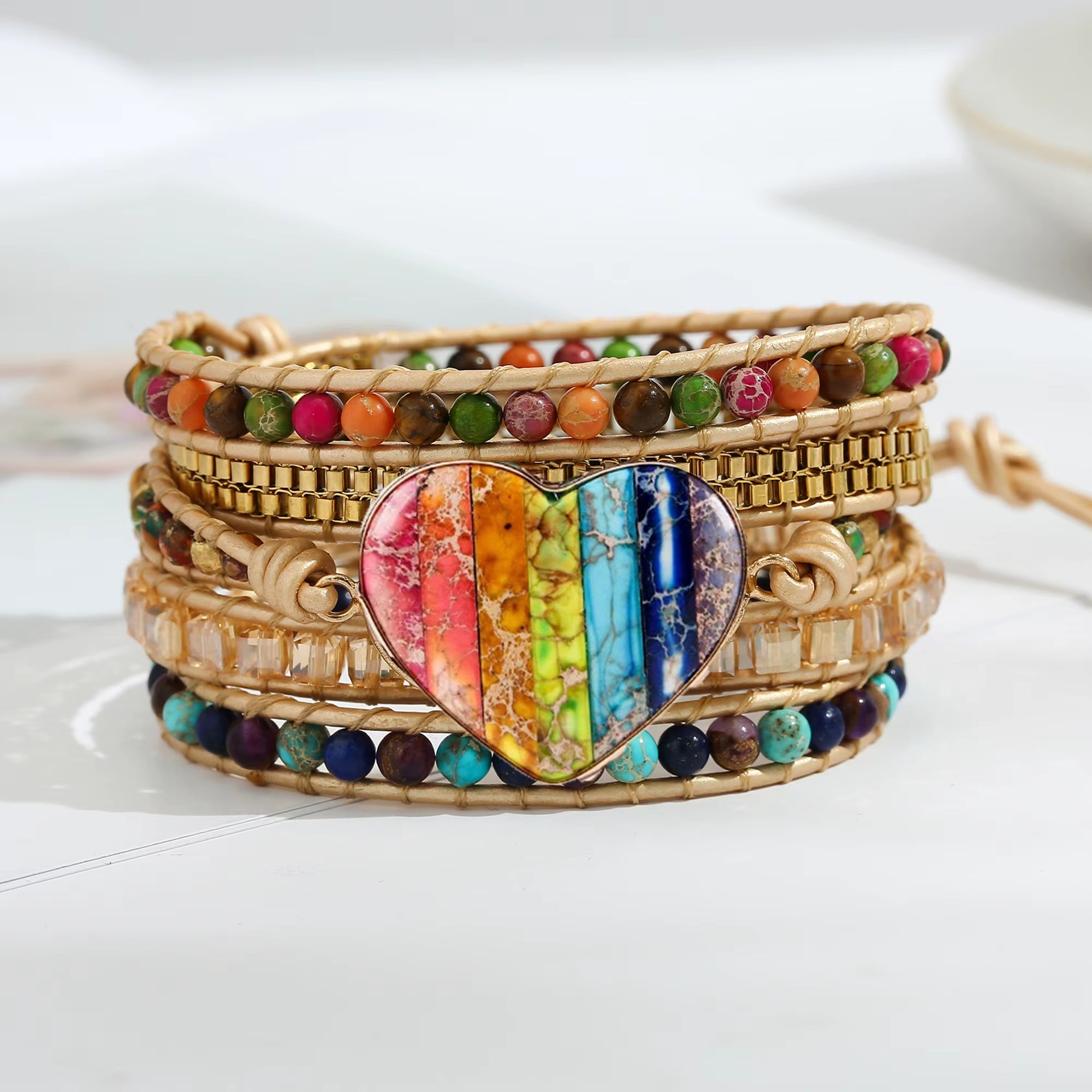 7 Colors Chakra Natural Stone Wrap Bracelet for Women Healing Balance Multicolor Beads Yoga Friendship Bracelets Female Jewelry