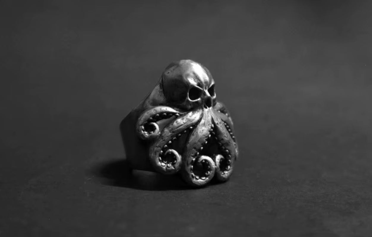 Charm Octopus Skull Ring Punk 316L Stainless Steel Seaman Rings Men Puck Jewelry Gift for Sailor OSR426