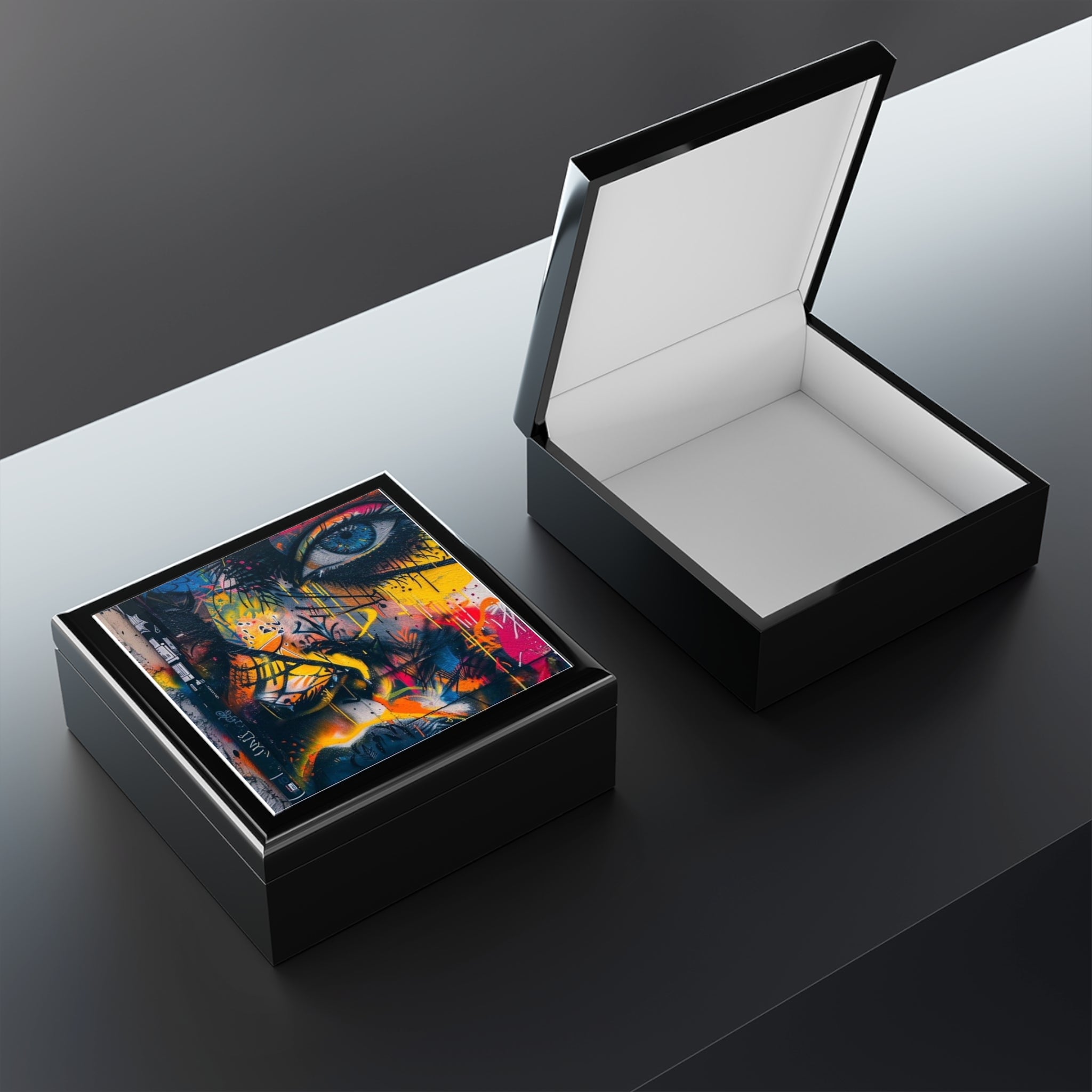 Vibrant Graffiti Jewelry Box - Colorful Urban Art Storage for Jewelry Lovers