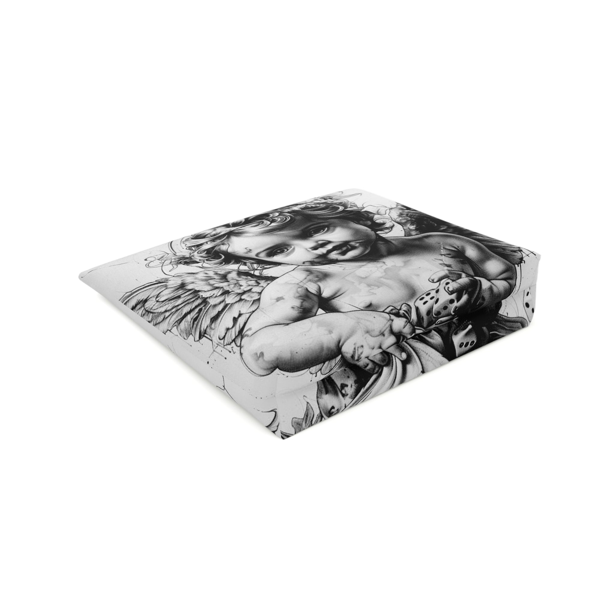 Artistic Cotton Cosmetic Bag – Vintage Angel & Money Designs, Perfect for Gifts and Travel
