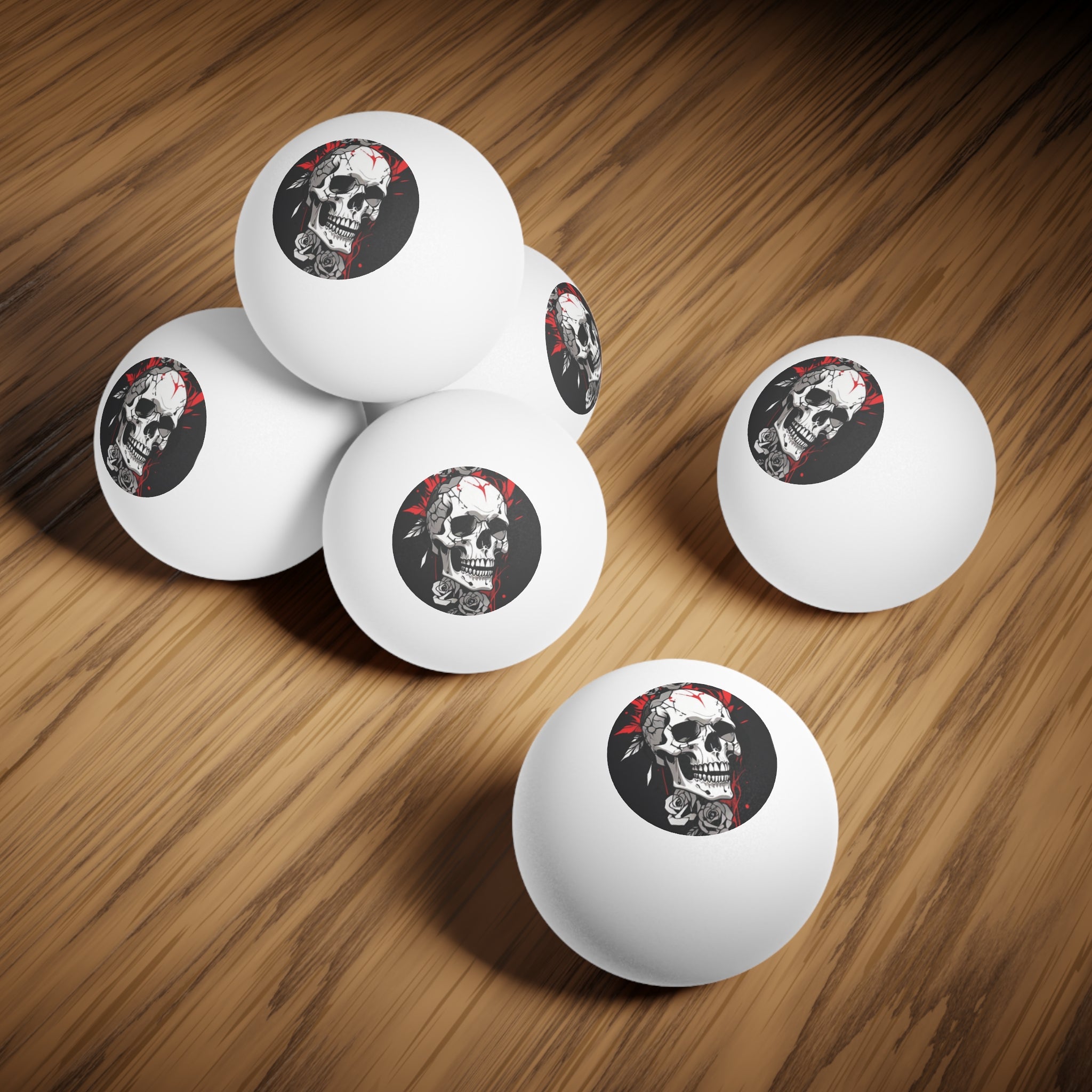 Skull Graphic Ping Pong Balls - 6 Pack | Perfect for Halloween and Game Nights