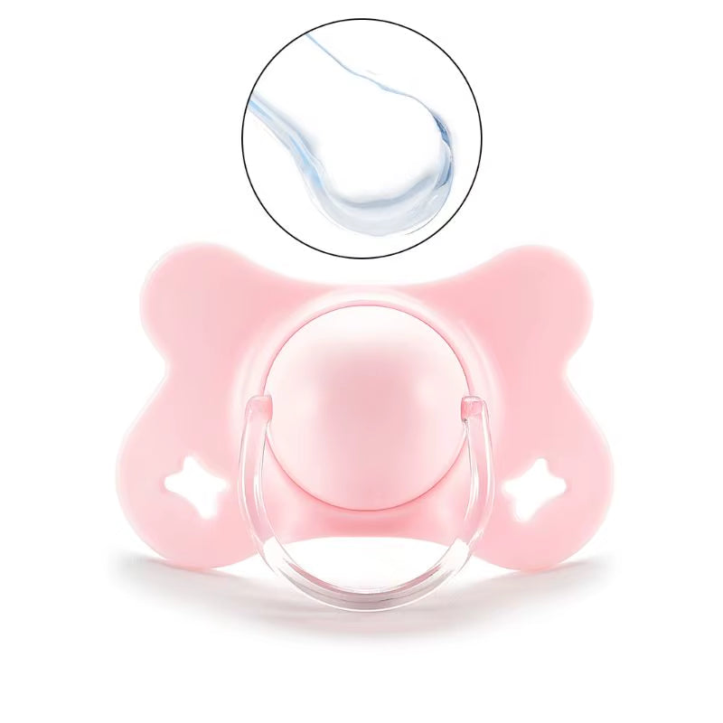 Baby Silicone Pacifier Flat Teat Newborn for Butterfly Infant Baby Nipples Flat round for Head Soother X90C
