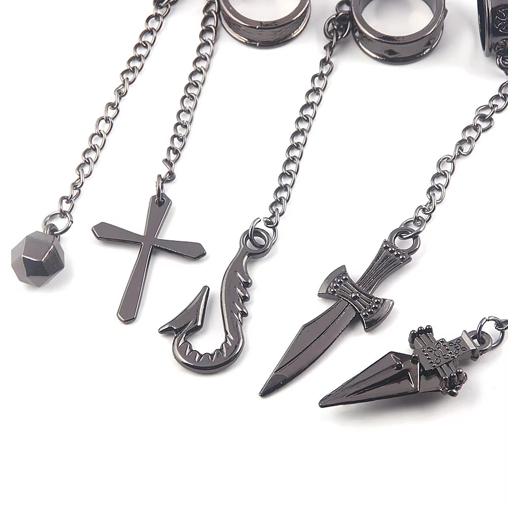 Hunter X Hunter Kurapika 5 Rings Chain Charms Bracelet Punk Hip Hop Vintage Cross Finger Chain Pendant for Women Men Jewelry