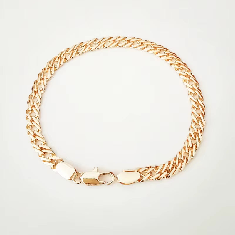 Trendy Men Bracelet Rose 585 Gold Color Fashion Jewelry Copper 5MM 17CM Long Bracelets Factory Direct