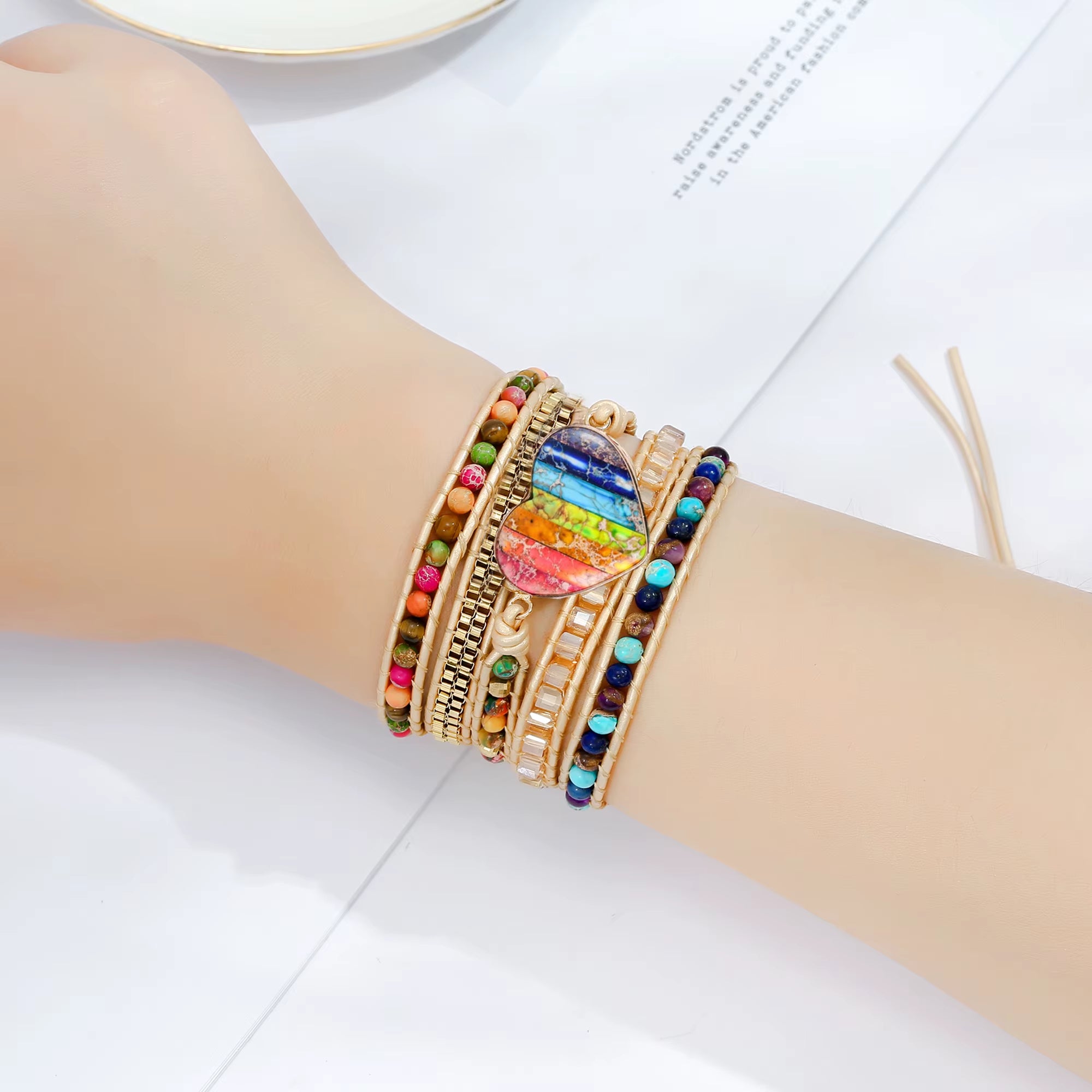 7 Colors Chakra Natural Stone Wrap Bracelet for Women Healing Balance Multicolor Beads Yoga Friendship Bracelets Female Jewelry