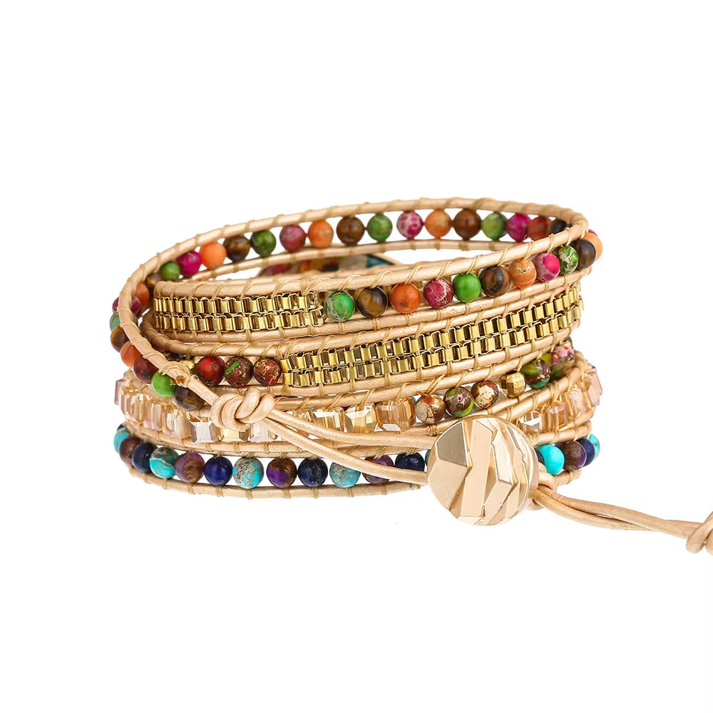 7 Colors Chakra Natural Stone Wrap Bracelet for Women Healing Balance Multicolor Beads Yoga Friendship Bracelets Female Jewelry