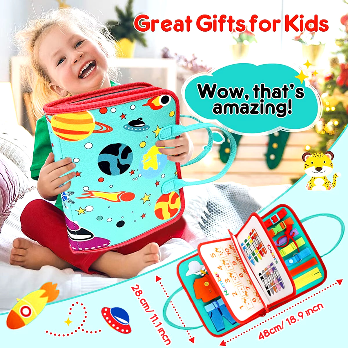 Busy Board Montessori Toys for Toddlers Sensory Toy Preschool Learning Educational Travel Activities for Boys Fine Motor Skills