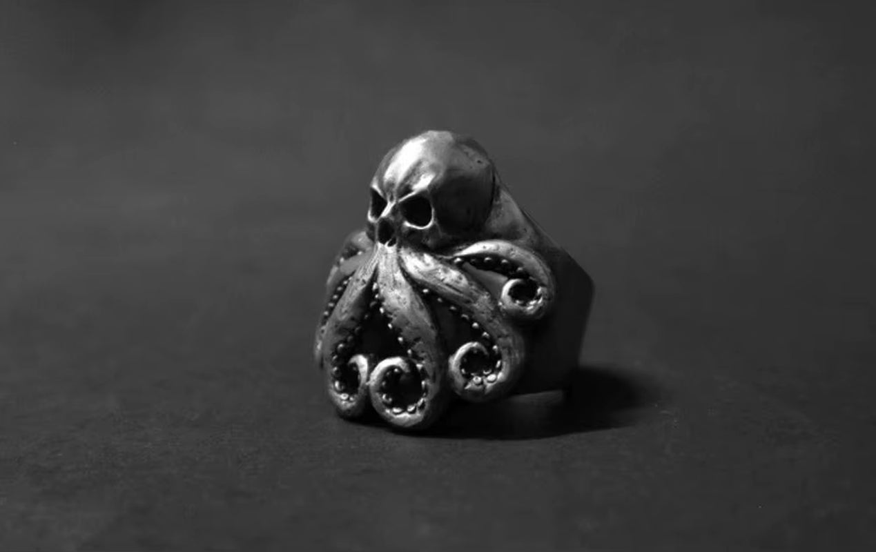 Charm Octopus Skull Ring Punk 316L Stainless Steel Seaman Rings Men Puck Jewelry Gift for Sailor OSR426