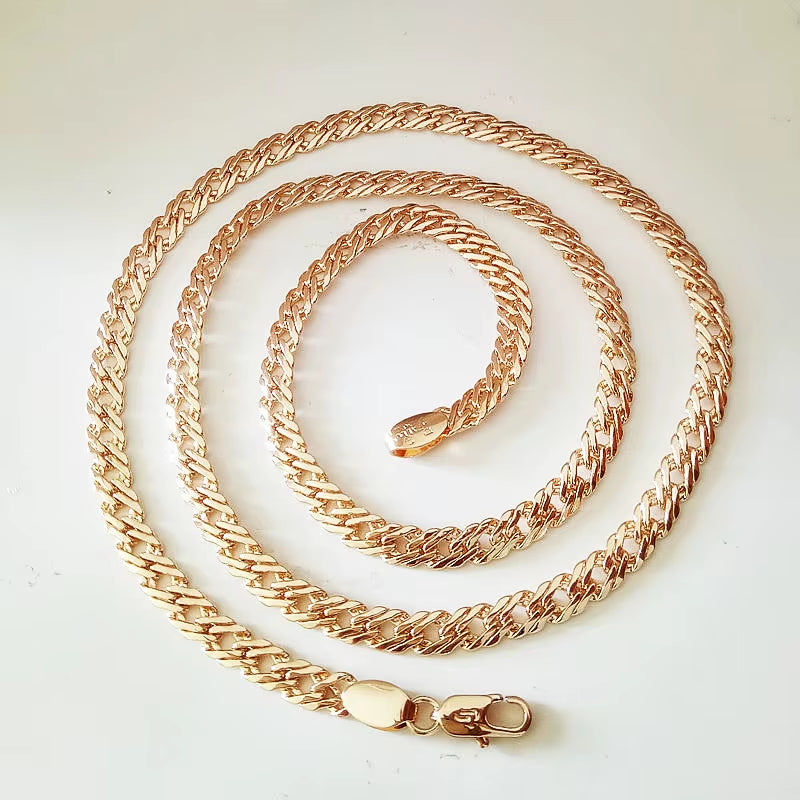 Trendy Men Bracelet Rose 585 Gold Color Fashion Jewelry Copper 5MM 17CM Long Bracelets Factory Direct