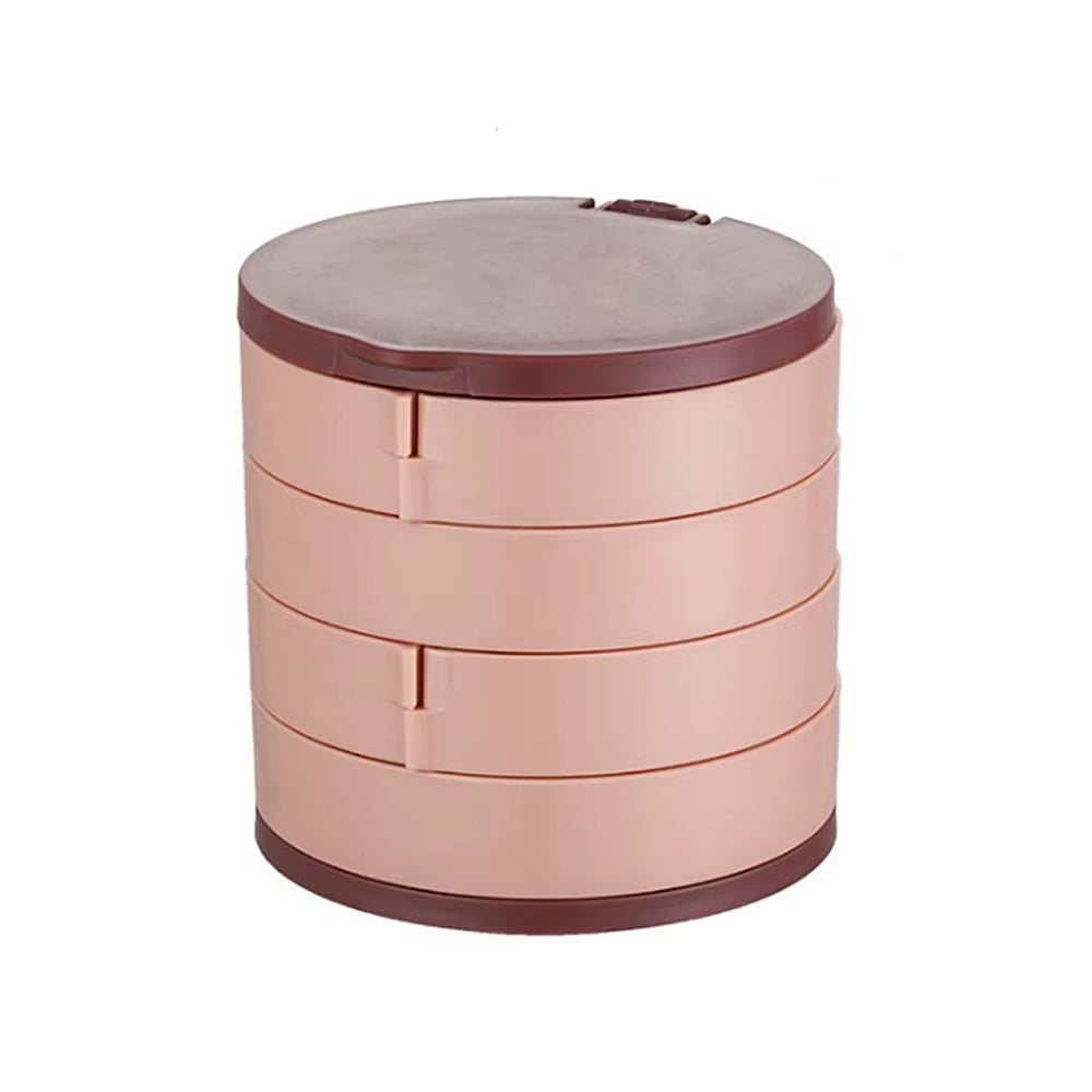 Multi-Layer Rotary Large-Capacity Jewelry Box Cosmetic Mirror for Ring Necklace Earrings Jewelry Organizer Dustproof Storage Bo