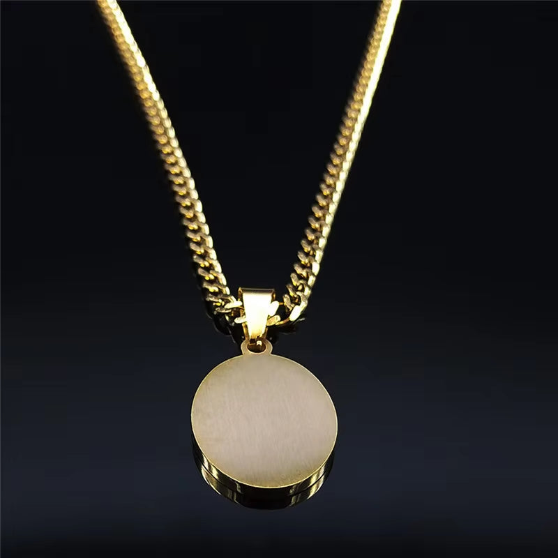 SAINT MICHAEL PROTECT US Archangel Stainless Steel Saint Michael Necklace Men/Women Gold Color Pendant Necklace Jewelry N3032S05