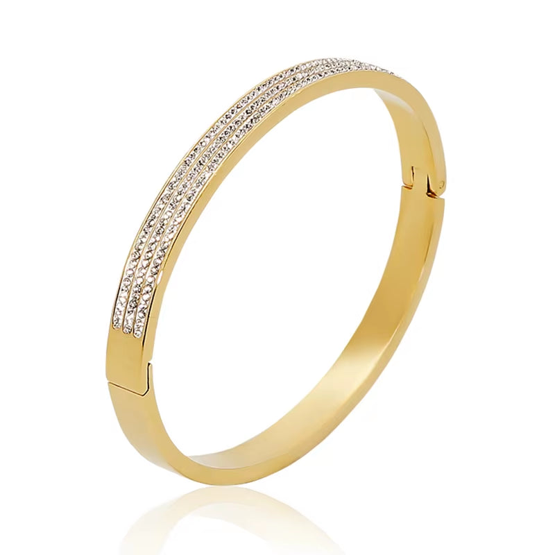 Hot Sell round Stainless Steel Bangle Fashion Classic Women Accessories Golden Cuff Bracelet Female Jewelry Gift